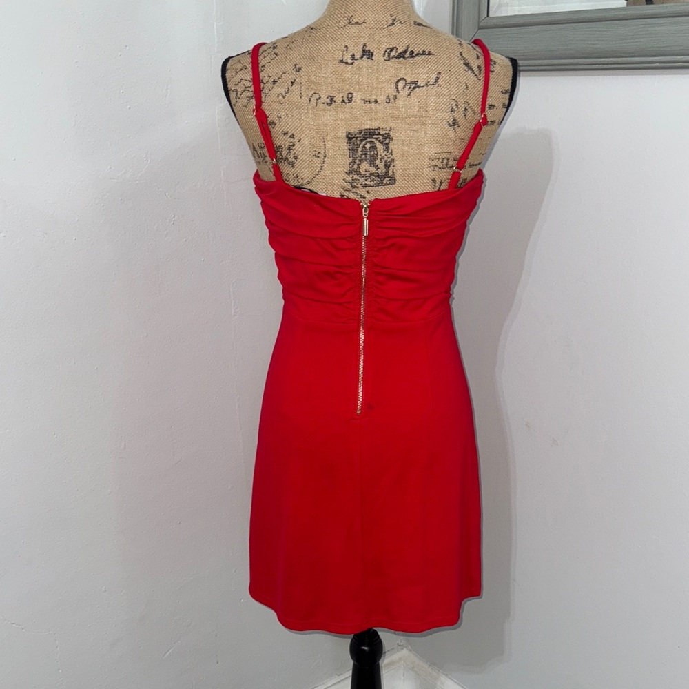 White Birch Bold Red Ruched Mini Dress - Picture 5 of 10